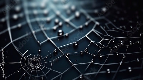 a picture of spider web on dark background, 3d rendering toned image Generative AI