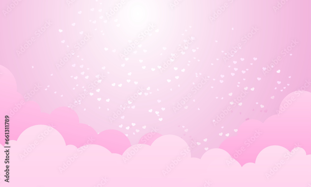 Vector valentine theme with hearts in pink sky background Vector valentine theme with hearts in pink sky background