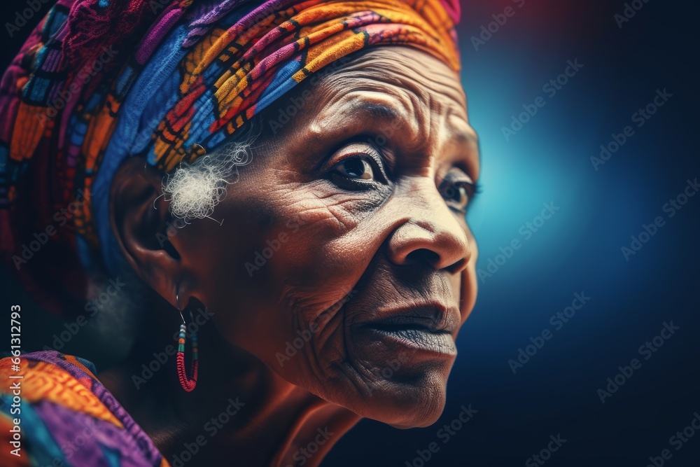 African Senior woman from tribe, AI generated