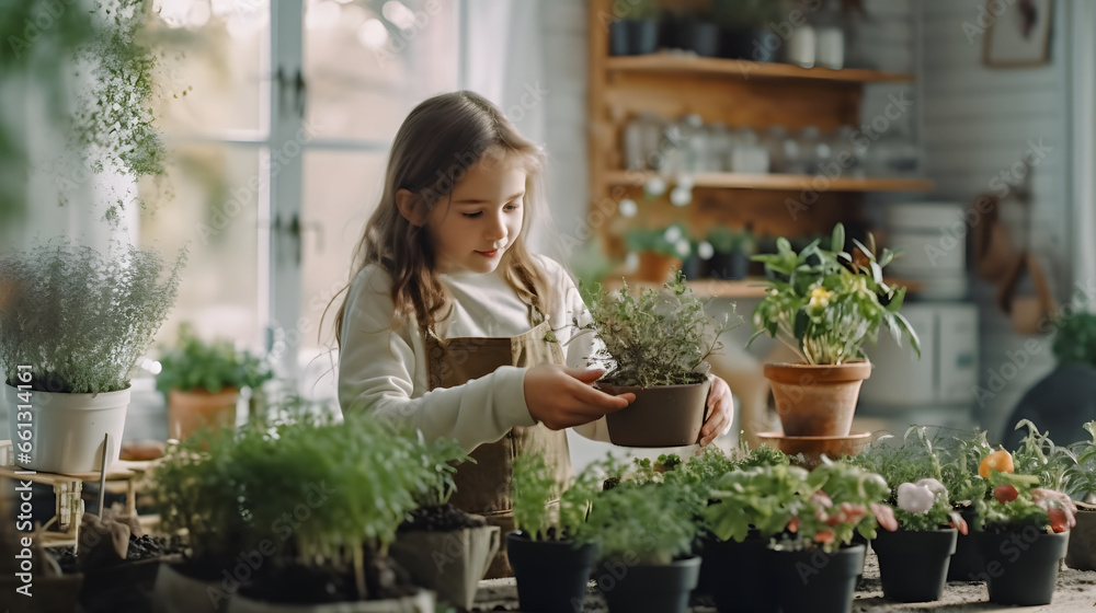 Close up young female florist using pruner to trim house plants, woman florist cutting flower while working in flower shop Close up young female florist using pruner to trim house plants, woman florist cutting flower while working in flower shop