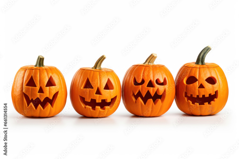  Jack-o-lanterns on white background