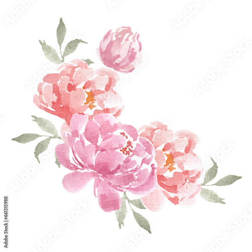 Pink and Red Peony Watercolor Flower