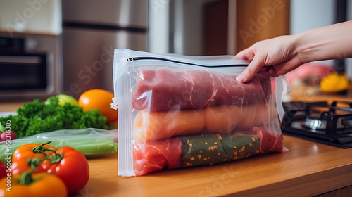 Reusable bags for storing food and other things. photo