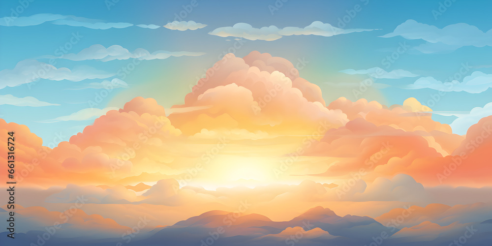 Sunrise behind the clouds poster background