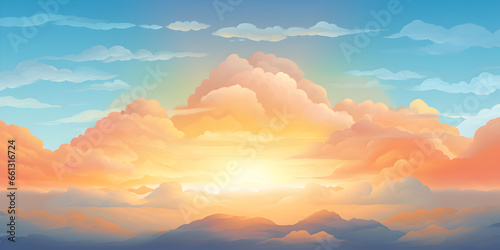 Sunrise behind the clouds poster background