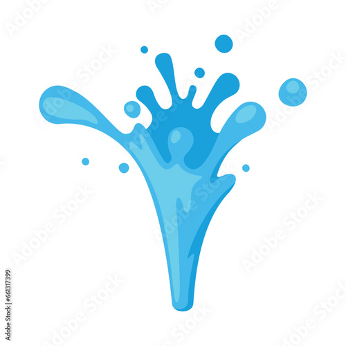 Blue Water Splash as Aqua Motion with Drops Vector Illustration