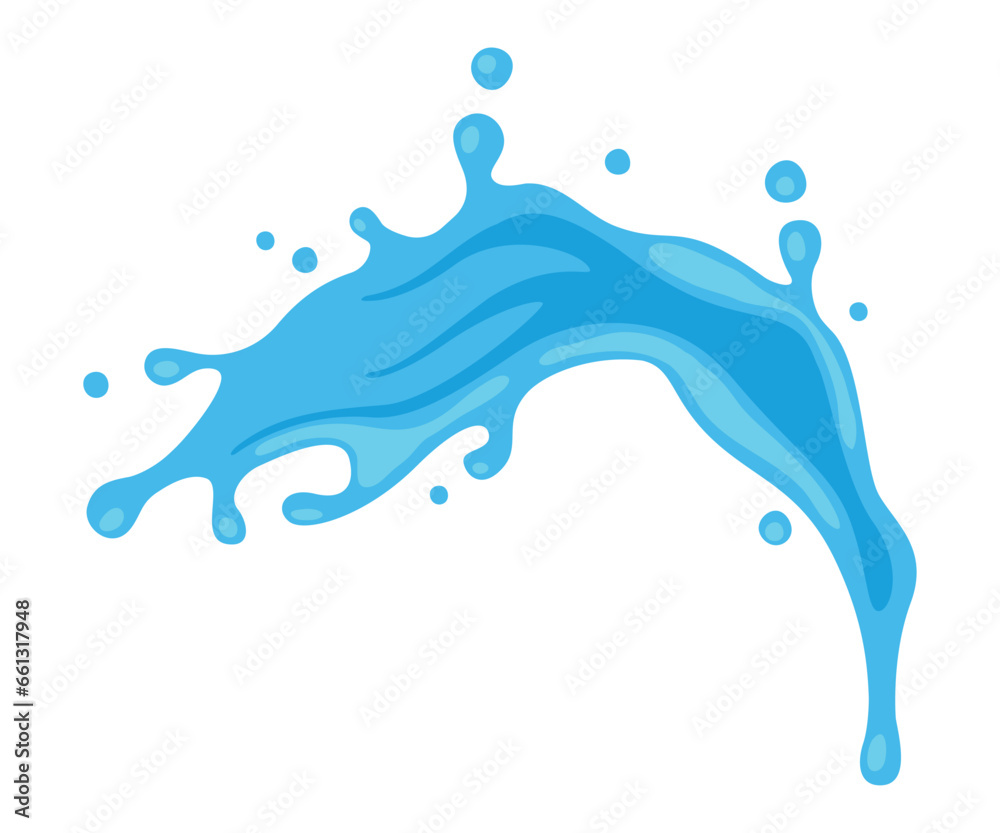 Blue Water Splash as Aqua Motion with Drops Vector Illustration Blue Water Splash as Aqua Motion with Drops Vector Illustration