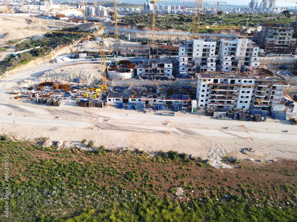Construction site drone footage, Israel.