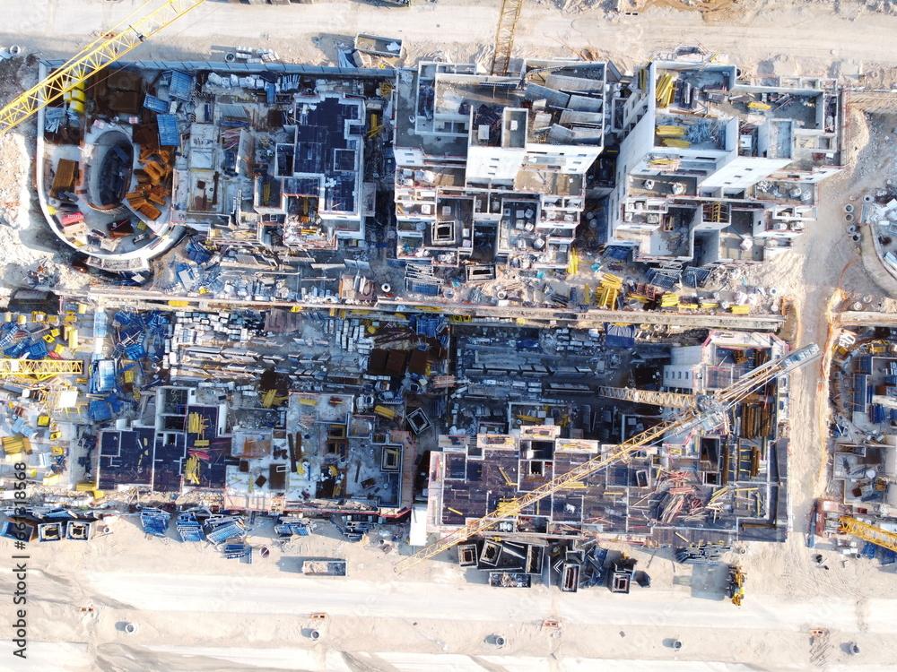 Fototapeta premium Construction site drone footage.