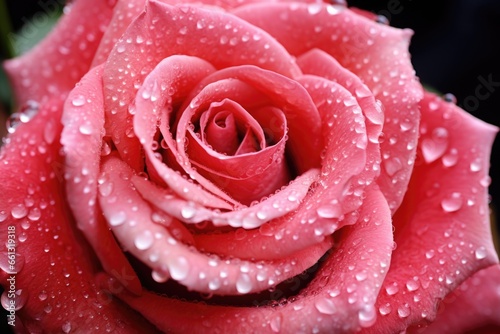 close-up of water droplets on a freshly plucked rose