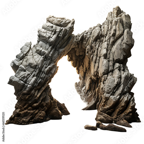 Realistic Beach Rock Cutout Isolated on Transparent or White Background, PNG