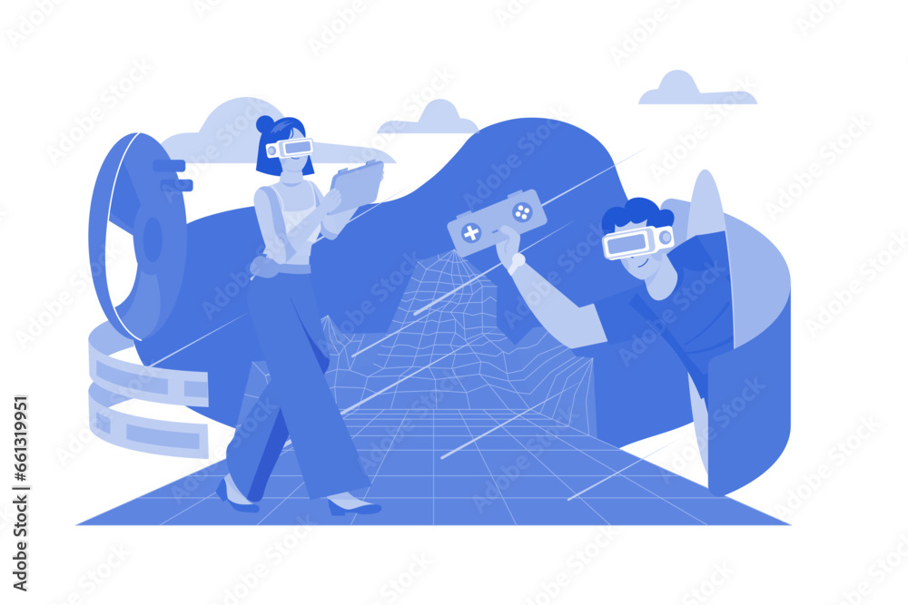 People playing game in metaverse