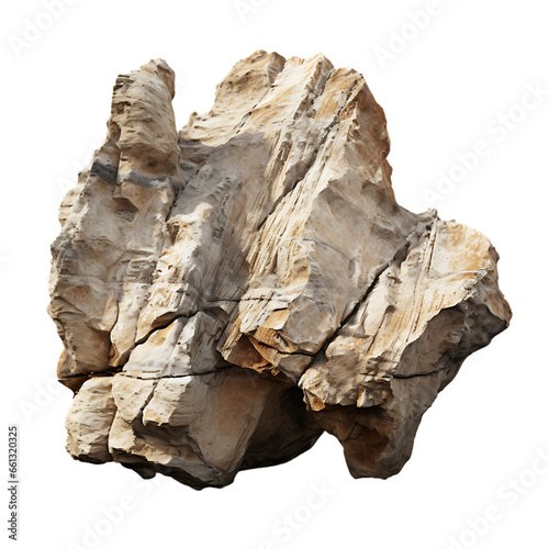 Realistic Limestone Rock Shape Isolated on Transparent or White Background, PNG