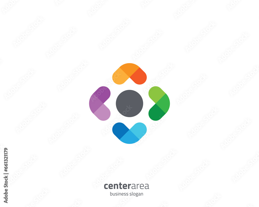 Colorful flat center area logo