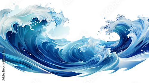 Ocean Wave Crest Isolated on Transparent or White Background, PNG