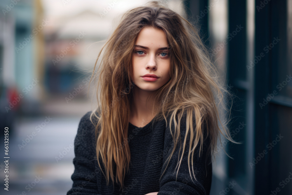 Young grunge woman in urban clothes Young grunge woman in urban clothes
