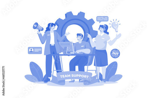 Team support department advises the customer's office workers.