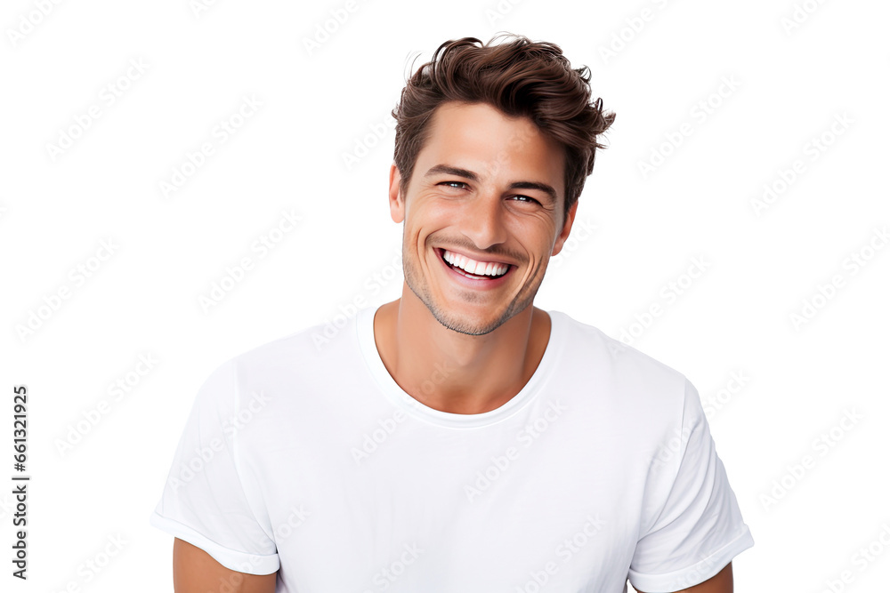 Studio portrait of a handsome young white Americana man with a beautiful smile isolated on transparent png background. Studio portrait of a handsome young white Americana man with a beautiful smile isolated on transparent png background.