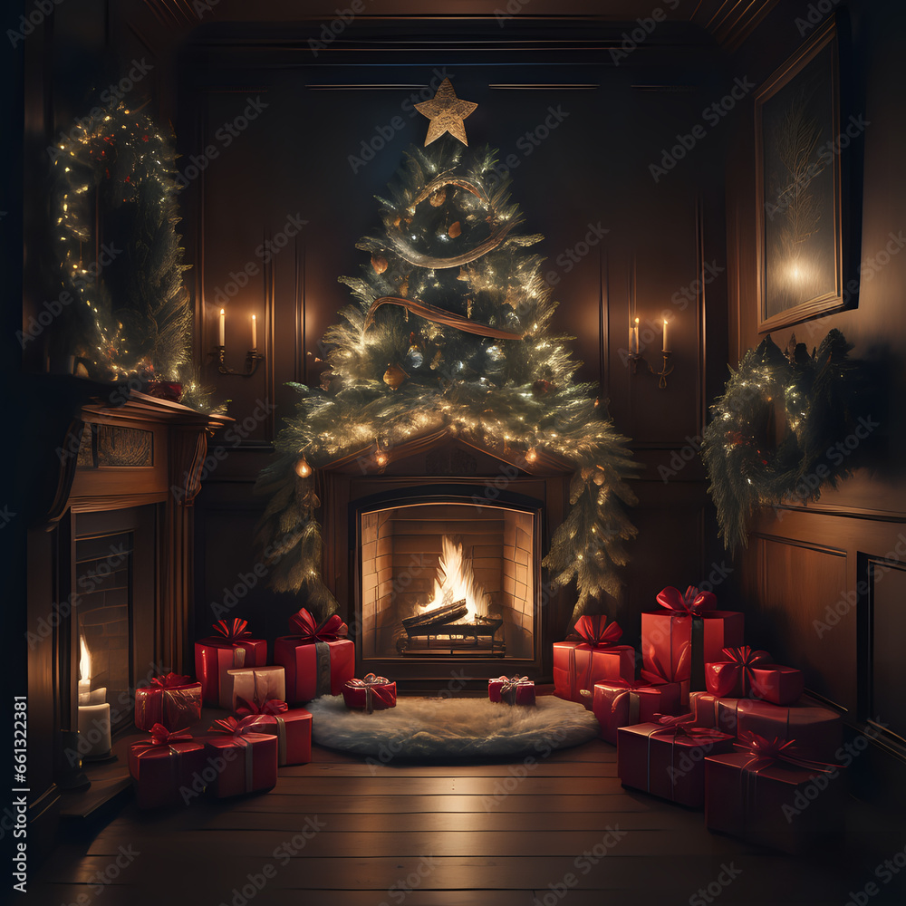 Christmas tree with gifts and decoration Christmas tree with gifts and decoration