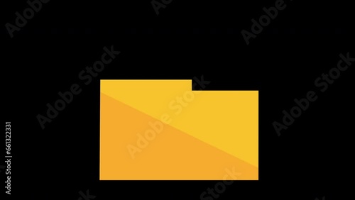 Animation of folder opening and closing. computer file folder with documents.
