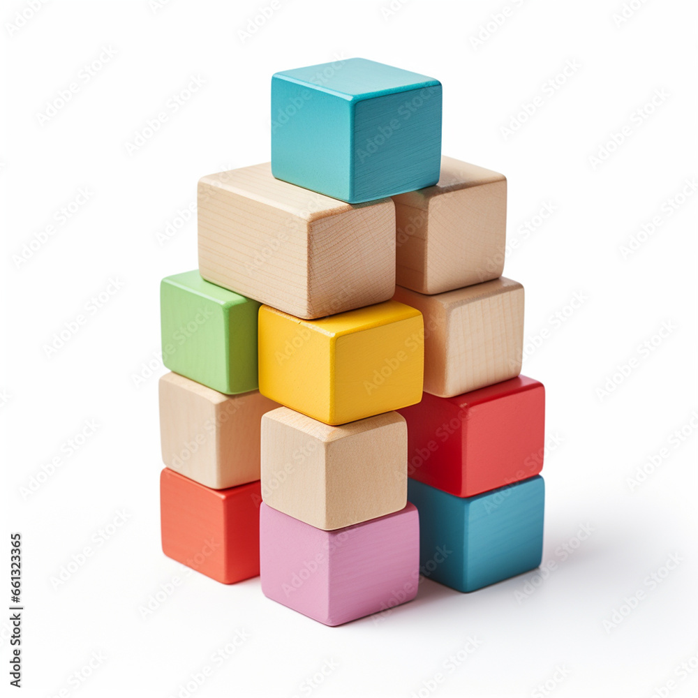 Obraz premium Building blocks isolated on white, ai technology