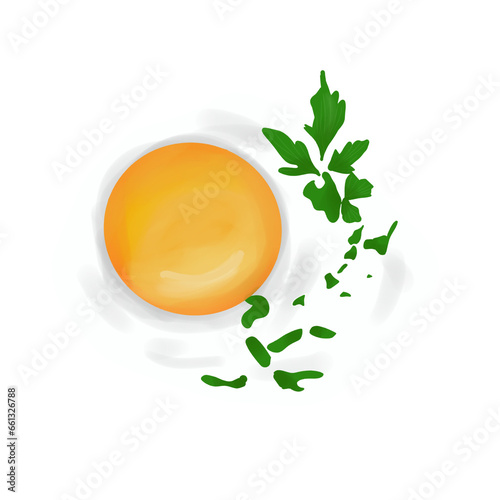  illustration of Fried egg with celery