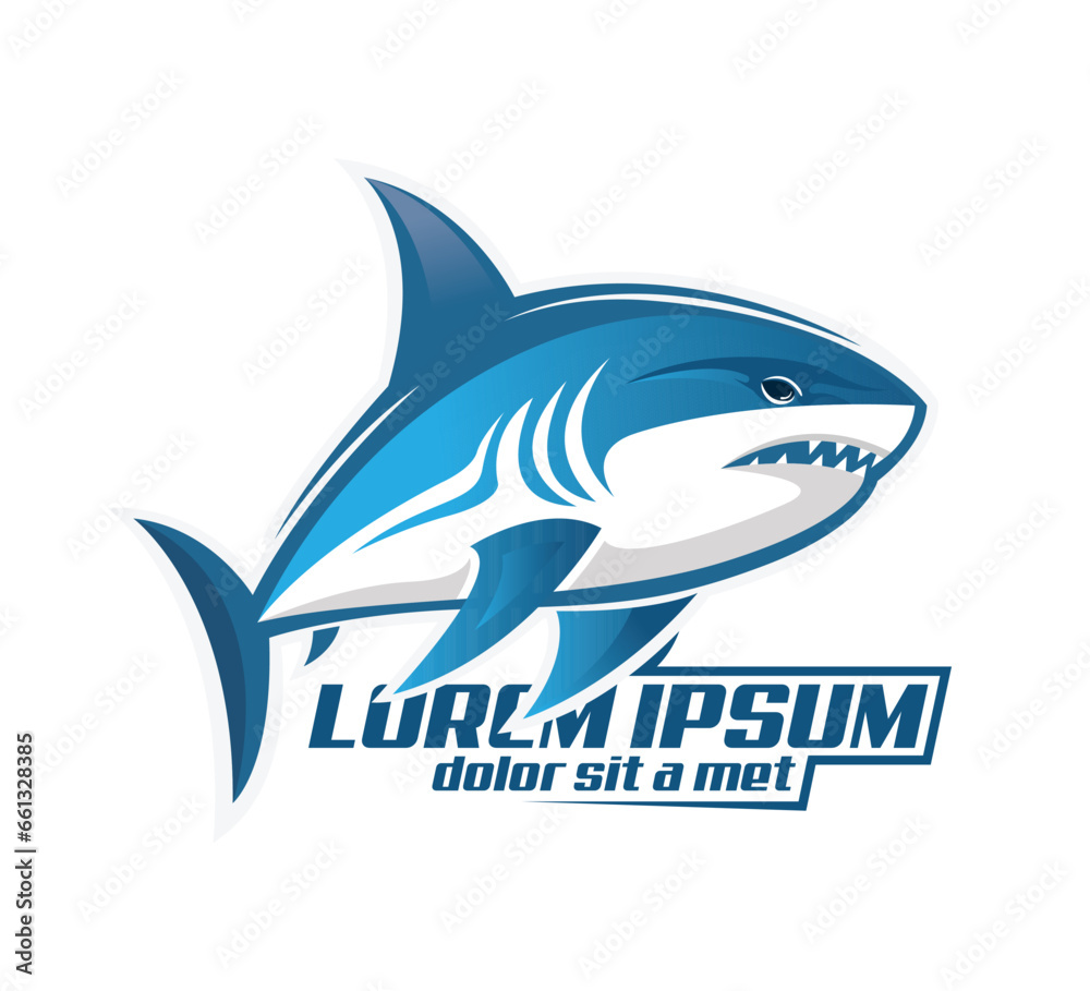 Obraz premium Shark esport gaming mascot logo illustration, shark icon vector, angry shark logo mascot, dark background