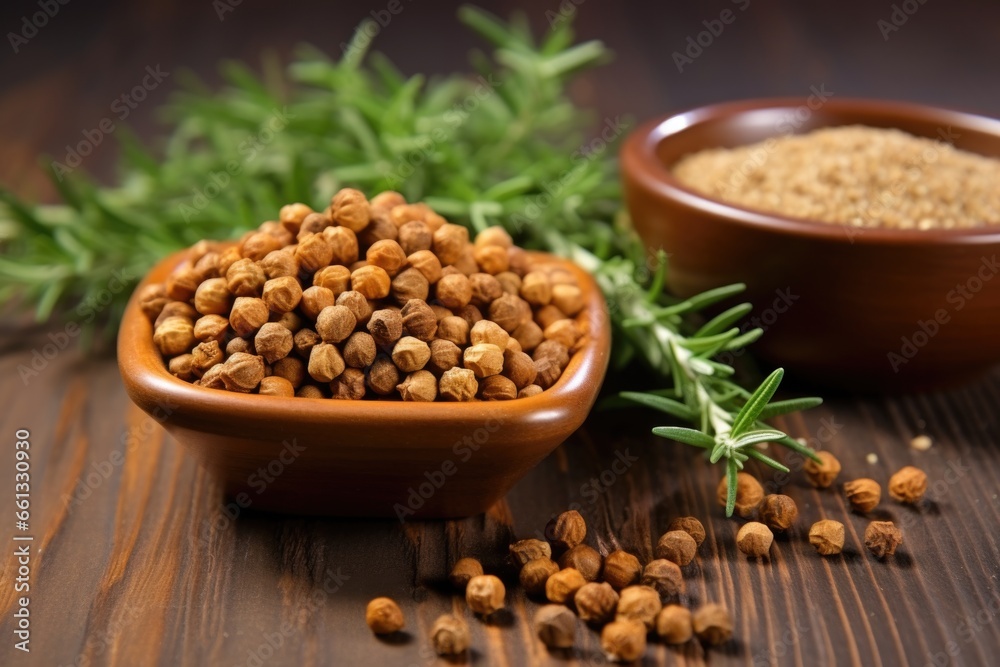 pile of roasted chickpeas on an oak wooden table pile of roasted chickpeas on an oak wooden table