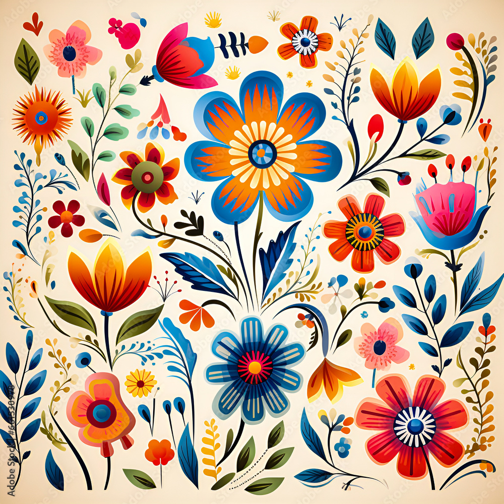 Flower pattern on white background Flower pattern on white background