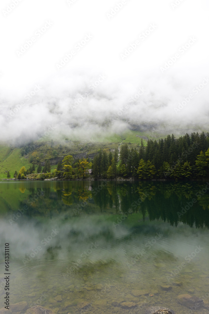 Seealpsee lake in the Appenzell Alps, Switzerland	