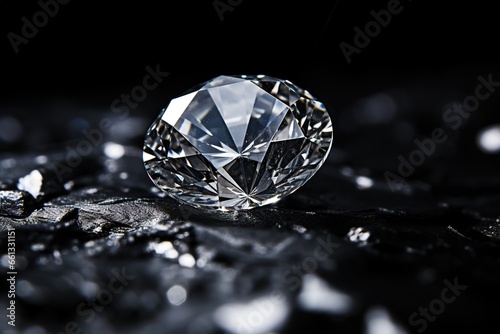 Rough diamond, precious stone in mines photo