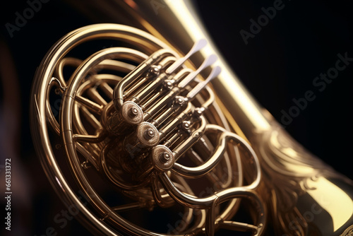 Close up of french horn photo