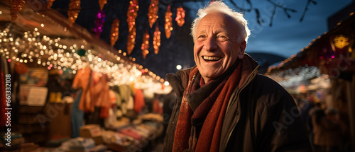 elderly man at a christmas market © Noelia