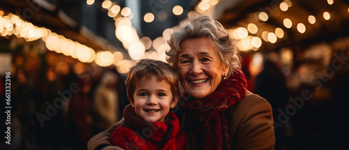 granma and her grandchild at a christmas market