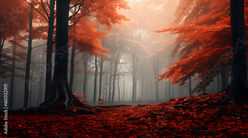 Misty Autumn Forest