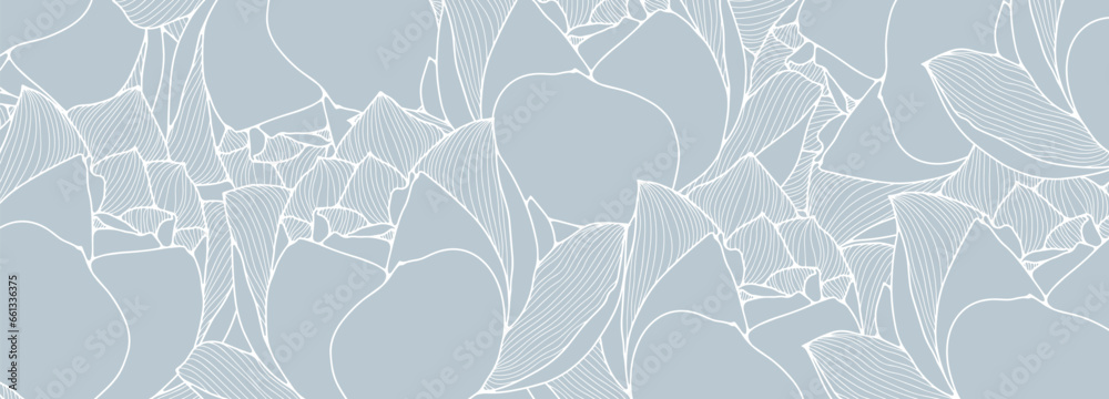 Floral blue background with delicate lotus flowers. Vector background for decor, wallpaper, covers, cards and presentations. - obrazy, fototapety, plakaty 