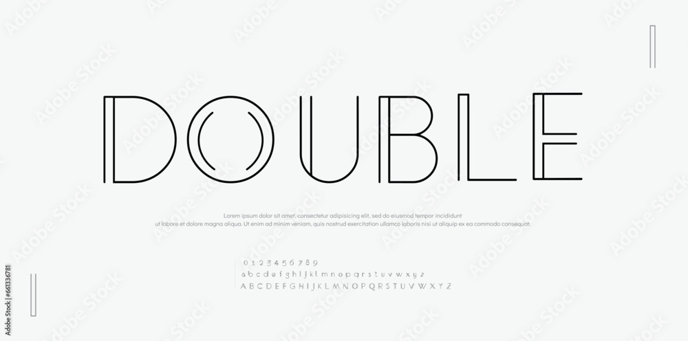 Double, the Modern type elegant font and glamour alphabet vector set
