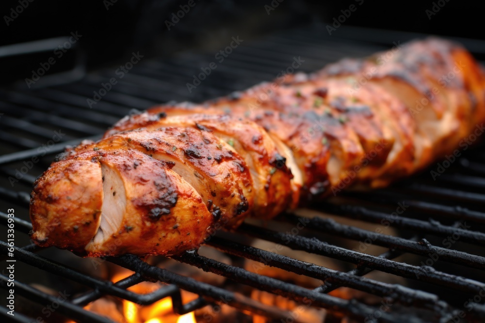 bbq pork tenderloin resting beside a hot grill bbq pork tenderloin resting beside a hot grill