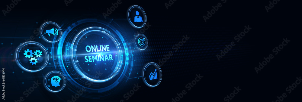 Business, Technology, Internet and network concept. Webinar e-learning. Training concept. 3d illustration Business, Technology, Internet and network concept. Webinar e-learning. Training concept. 3d illustration