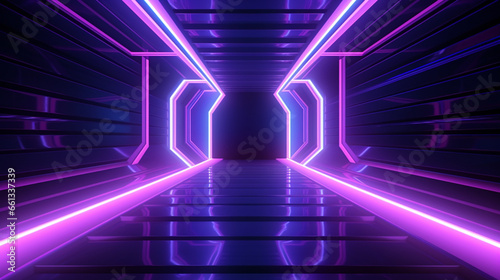 blue pink violet neon abstract background, ultraviolet light, night club empty room interior. ai