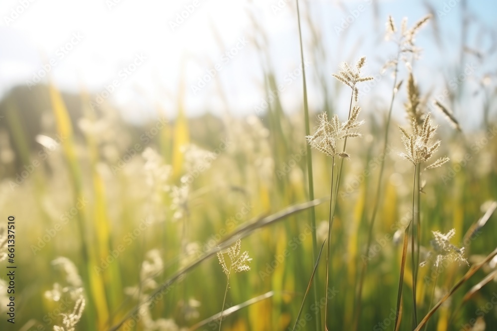 macro view of grasses releasing pollen in field macro view of grasses releasing pollen in field