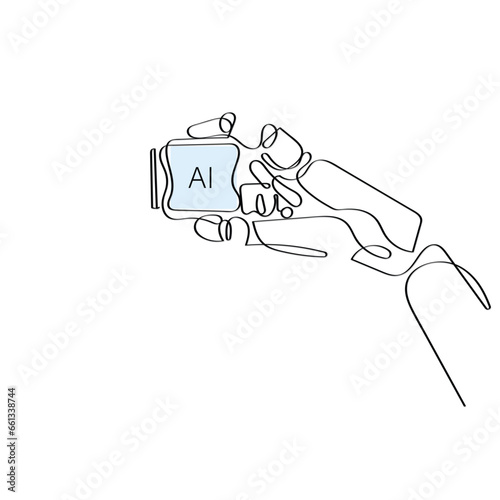 Line art vector of Artificial Intelligence and world. Nature and automatons concept. Isolated vector with transparent background. an era of artificial intellligence line art 