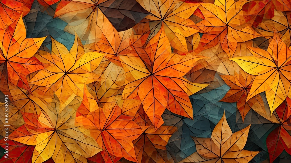 Autumn leaves isolated on black background. Collection of fall leaves. Generative AI