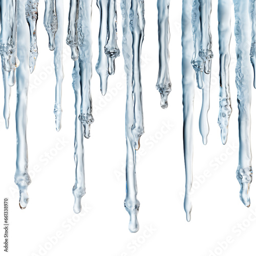 Frozen Icicles Hanging on Transparent Background Isolated on Transparent or White Background, PNG