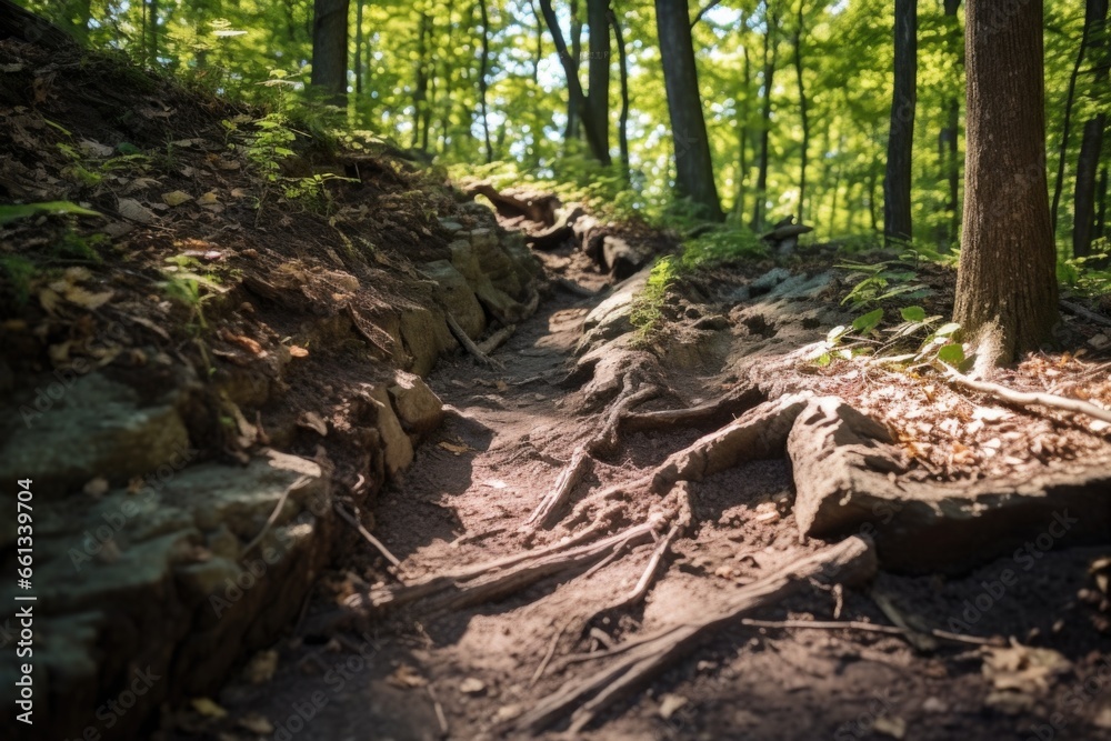 uneven ground on a hiking trail uneven ground on a hiking trail