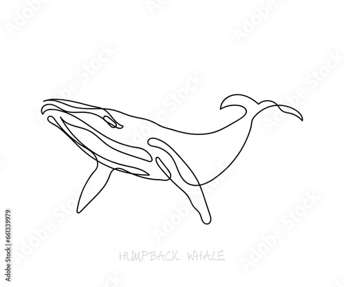 Line art of Humpback whale. February is Humpback whale awareness month. Minimal vector. Kids style art poster. Help us stop whaling.