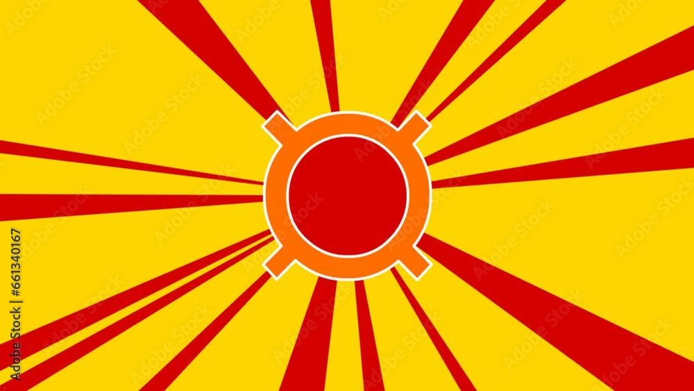 Currency sign on the background of animation from moving rays of the sun. Large orange symbol increases slightly. Seamless looped 4k animation on yellow background Currency sign on the background of animation from moving rays of the sun. Large orange symbol increases slightly. Seamless looped 4k animation on yellow background