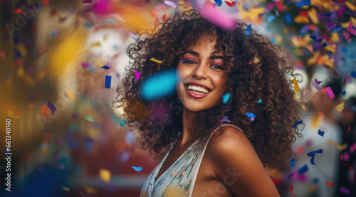 party dancing young woman with confetti