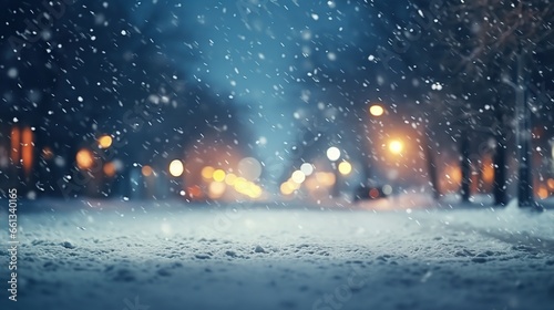 Night street falling snow © Ara Hovhannisyan