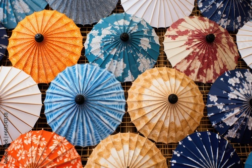 bunch of beach umbrellas showcasing various patterns and colors